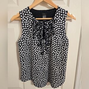 Ann Taylor Black and White Polka Dot Blouse Sleeveless Size Small